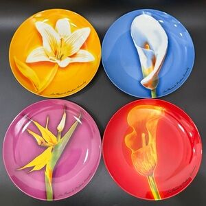 Set of 4 Givenchy Paris Les Fleurs De Parfums Porcelain 8.25” Dessert Plates